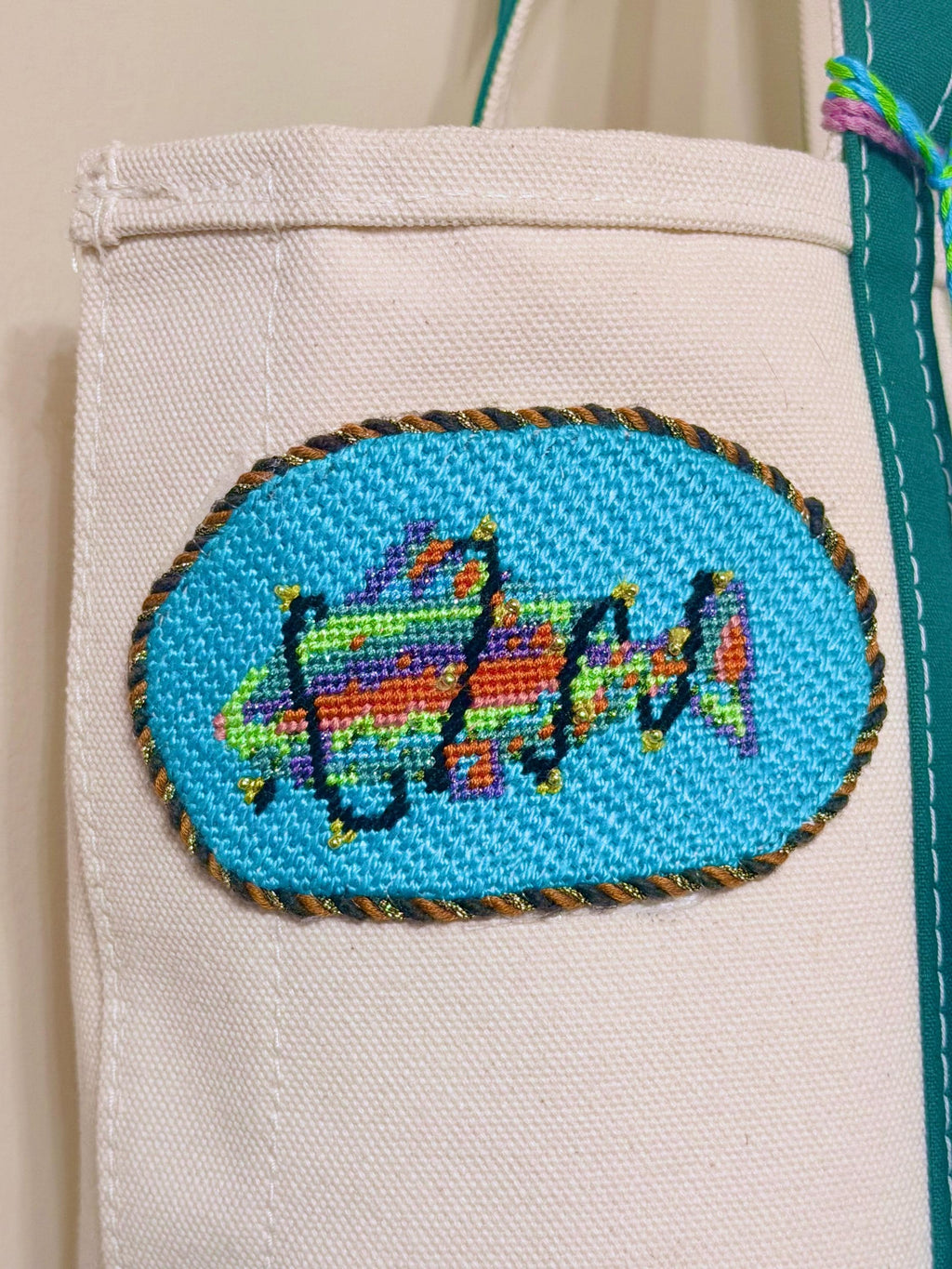 Rainbow Trout In Lights Hand-Painted Needlepoint Canvas | Easy Beginner Canvas | 18 Mesh or 13 Mesh