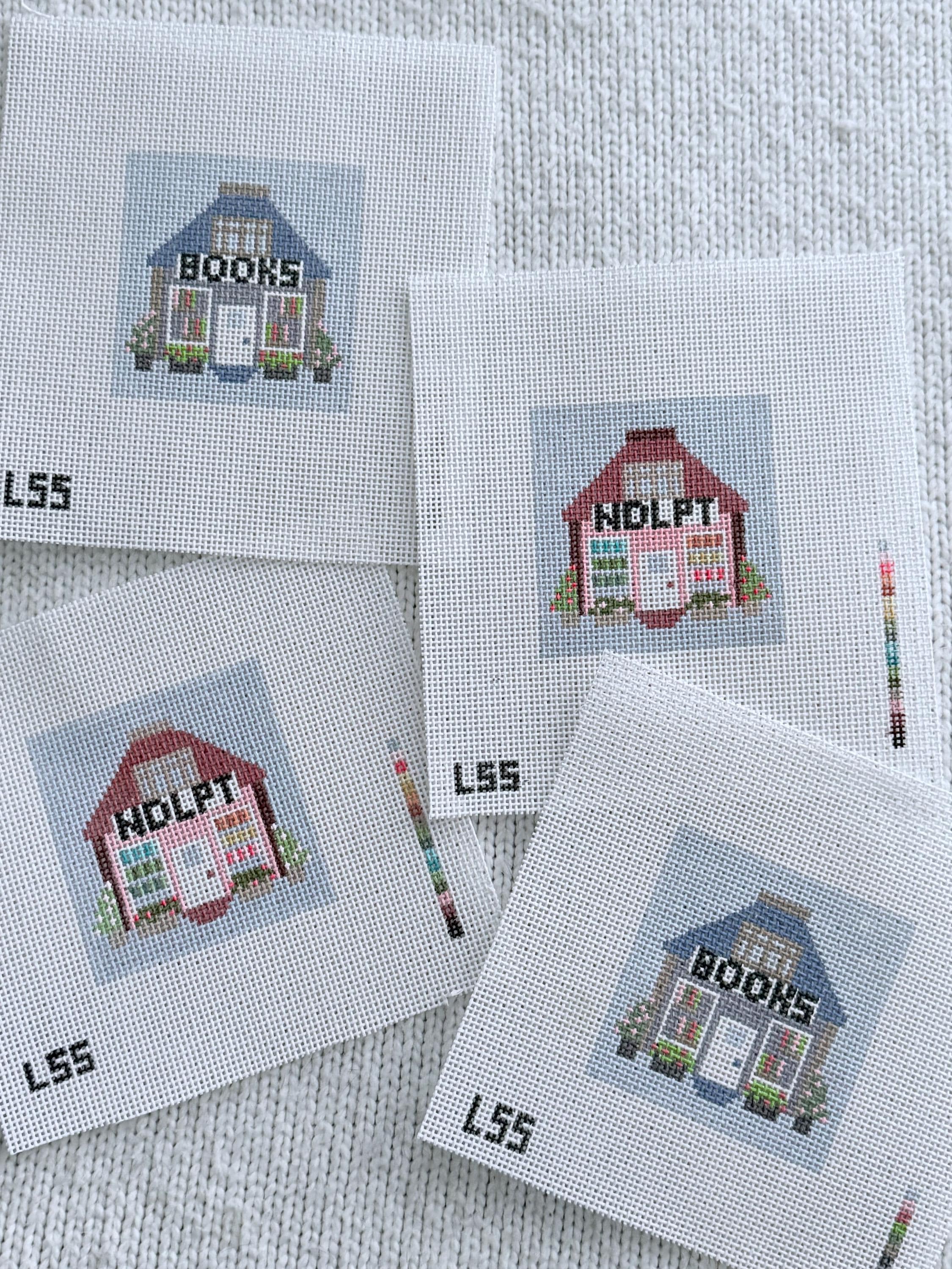 Mini Bookshop 13 Mesh Canvas Hand Painted | Beginner Needlepoint Project