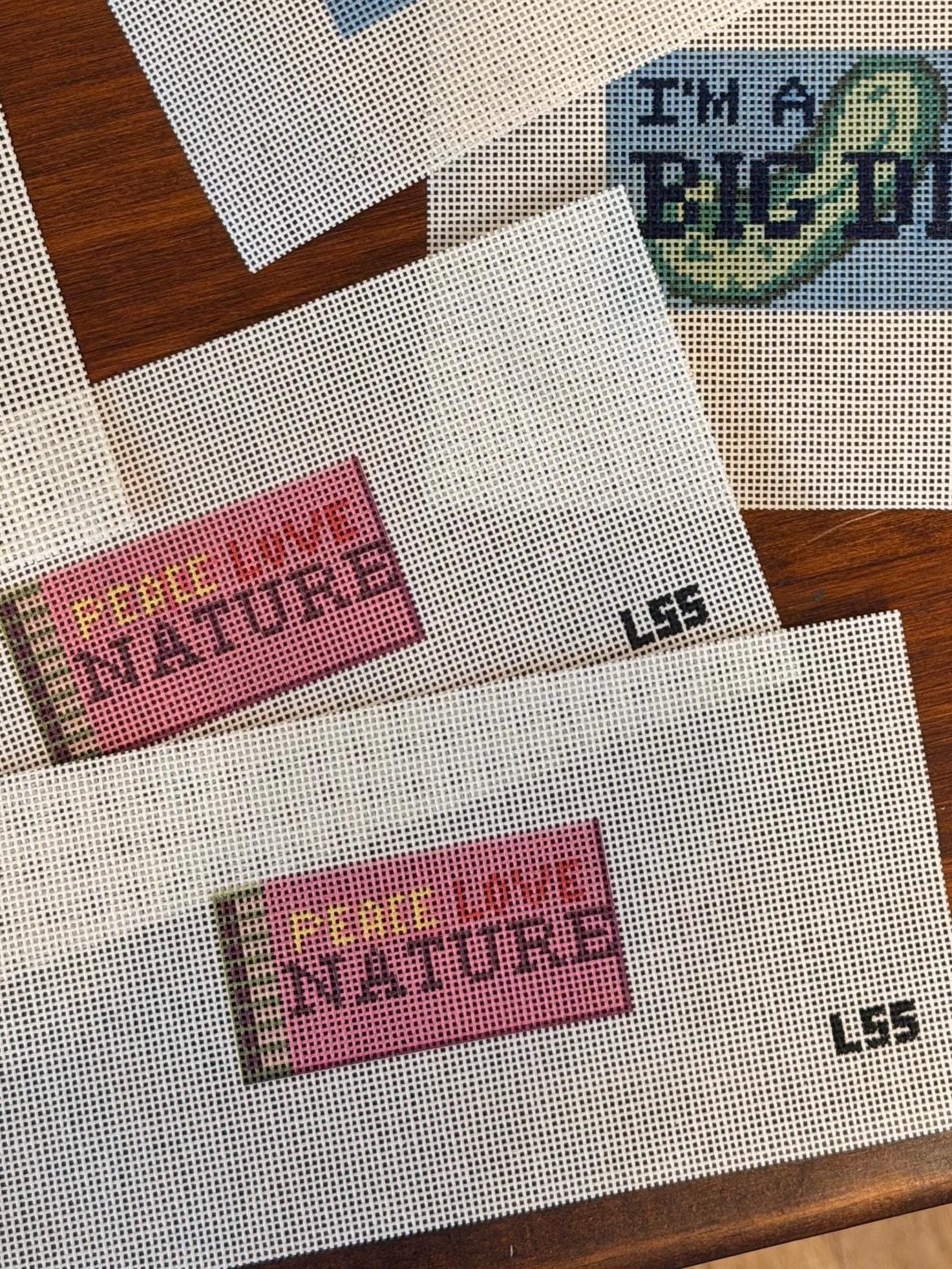 Peace Love Nature Matchbox Needlepoint Canvas on 18 mesh | HandPainted