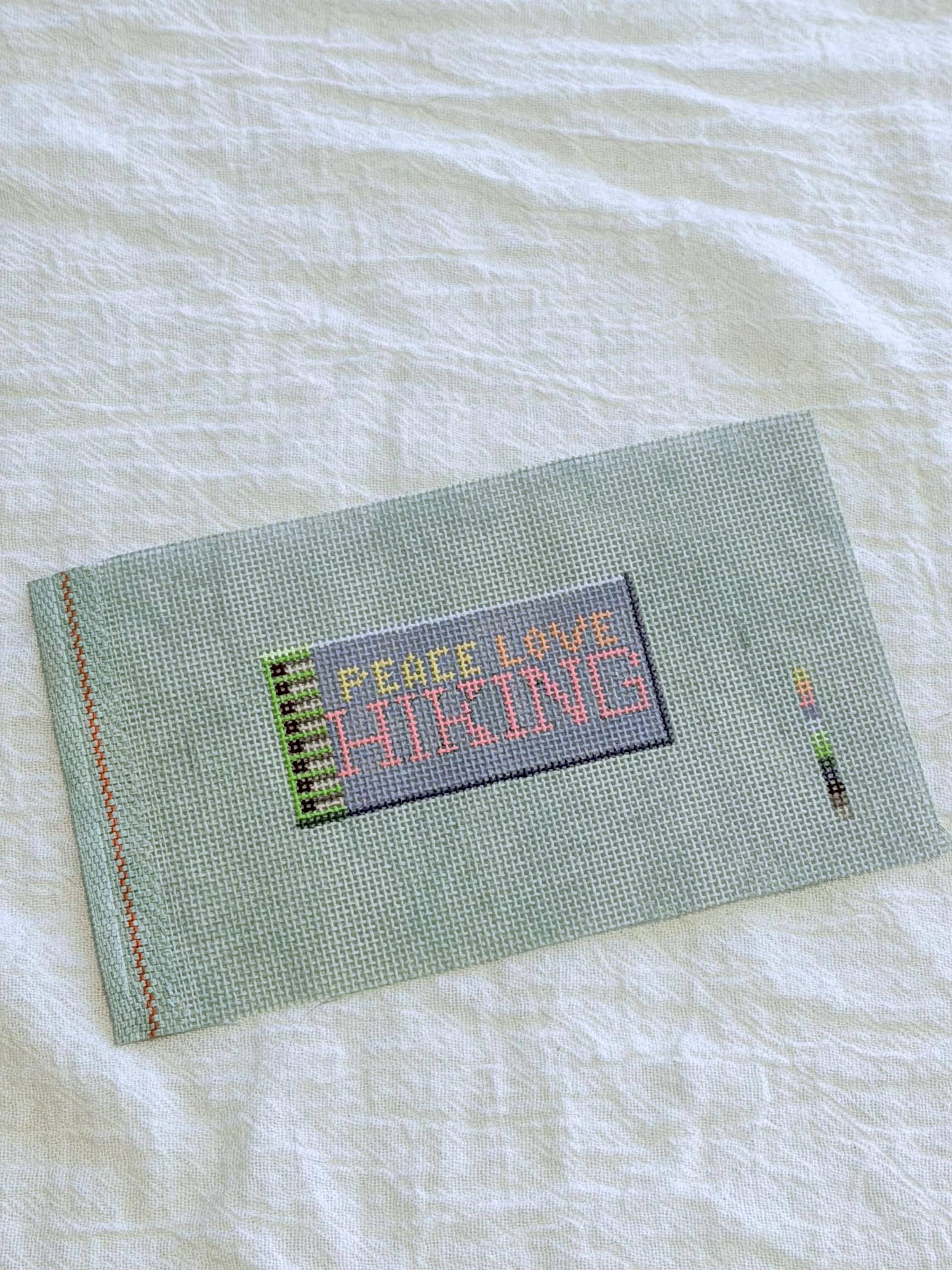Peace Love Hiking Matchbox Needlepoint Canvas 18 mesh