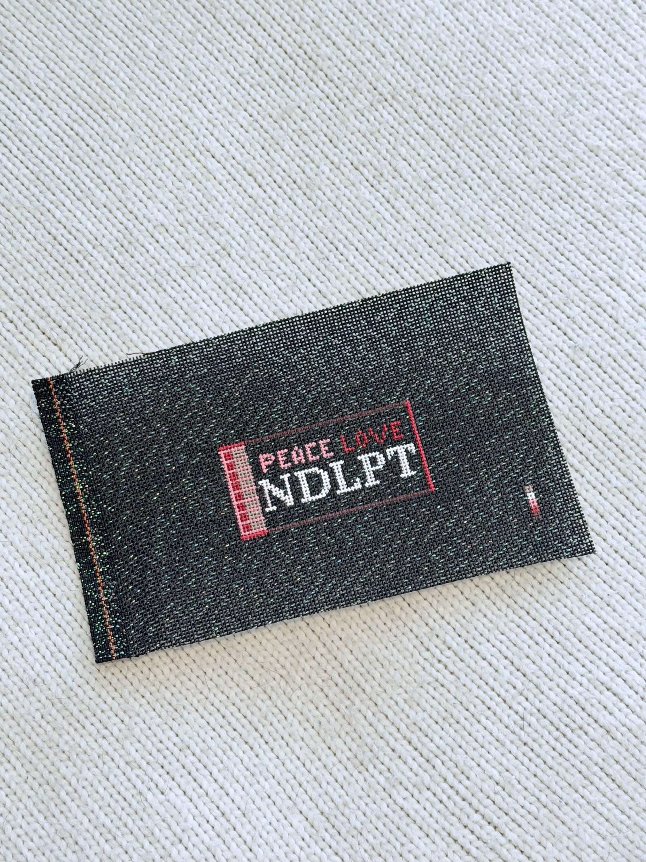 Peace Love NDLPT Matchbox Needlepoint Canvas on Black Sparkle 18 mesh | HandPainted