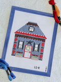 Americana Cottage Hand Painted Needlepoint Canvas, USA 4th of July Theme