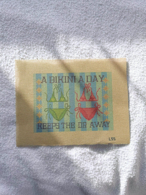 A Bikini a Day Keeps the Dr Away 18 Mesh Hand Painted Canvas