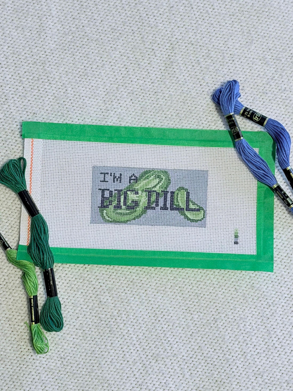 I’m A Big Dill Hand Painted Needlepoint Canvas // Pickle Lover Patch